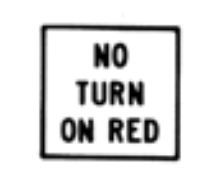 Right turn on red light or left turn on red light at intersecting one-way streets is prohibited