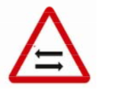 Two Way traffic crosses one-way road